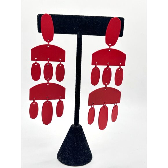 Kendra Scott Red Earrings With Geometric Design - Picture 3 of 7